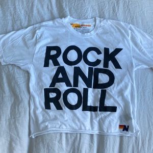 Aviator Nation Crop Boyfriend Tee - Rock And Roll